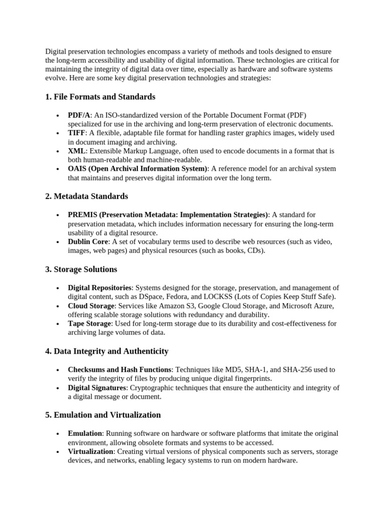 Preservation Technologies | PDF | Computing | Information Technology ...