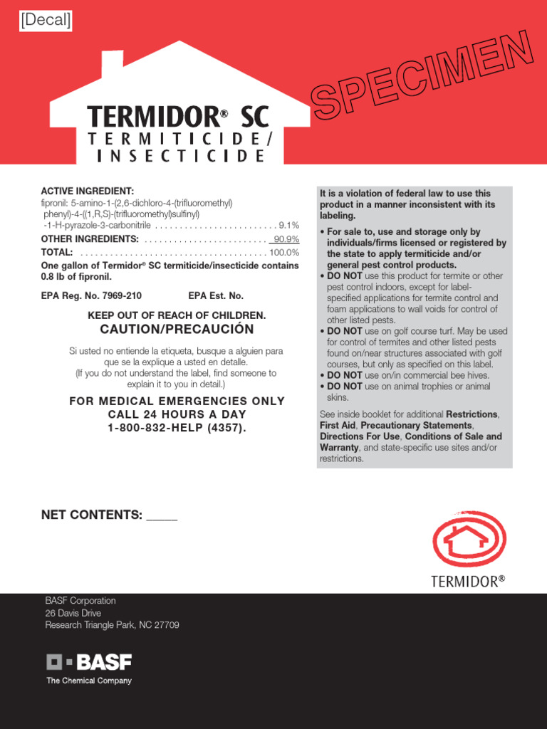 thumbnail image 2 of BASF Termidor SC Fipronil Insecticide (20 Oz) – Outdoor Ant, Roach & Termite Killer 2 of 5