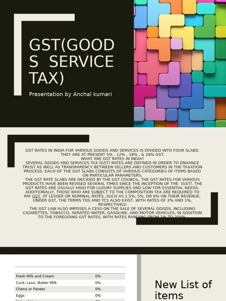 Gst Presentation 2 Pdf Taxes Foods