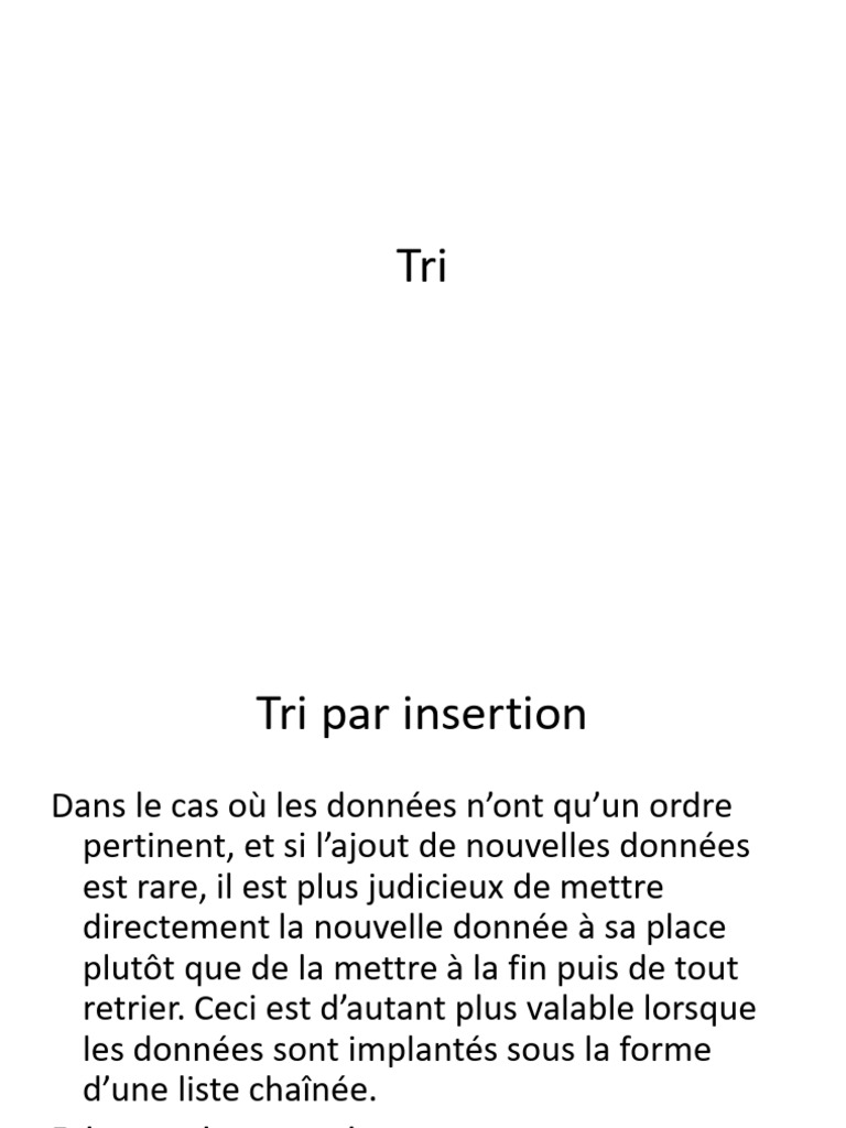 Méthodes de Tri en Informatique | PDF | Programmation orientée objet ...