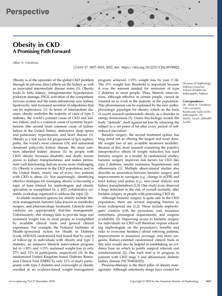 2022 CJASN Obesity - in - CKD - A - Promising - Path - Forward.17 | PDF ...