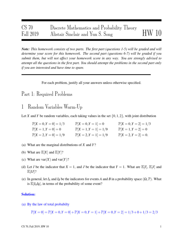 hw10 Sol PDF | PDF | Probability Distribution | Probability Theory