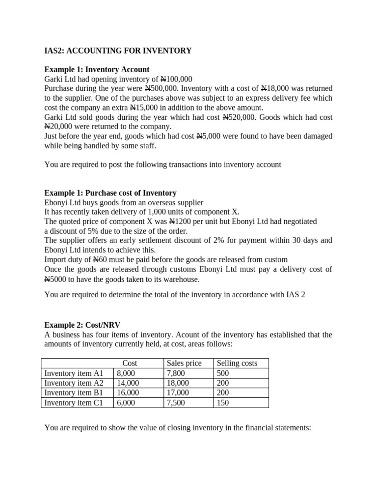 IAS 2 & IAS 36: Inventory and Impairment Guide | PDF | Depreciation ...