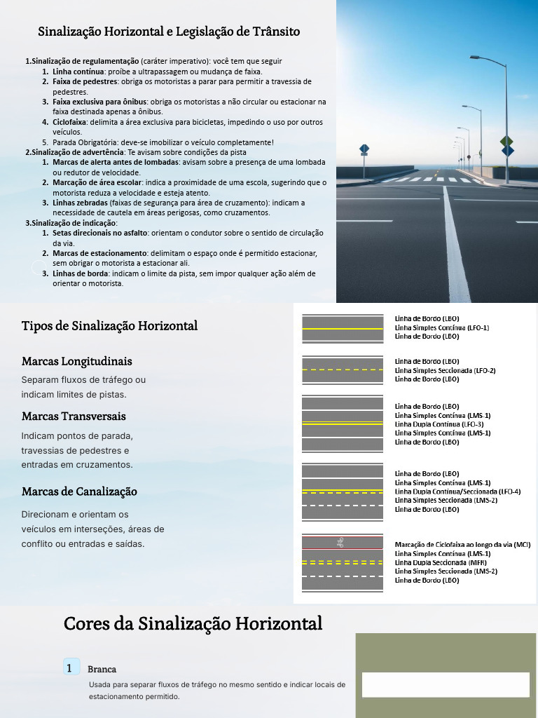 Sinalização Horizontal e Trânsito: Tipos e Importância | PDF | Tráfego ...