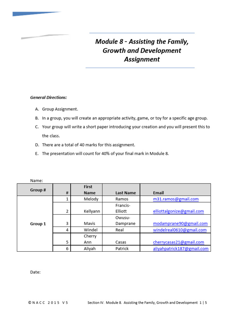Module 8: Family Growth Assignment | PDF | Toys | Psychological Concepts