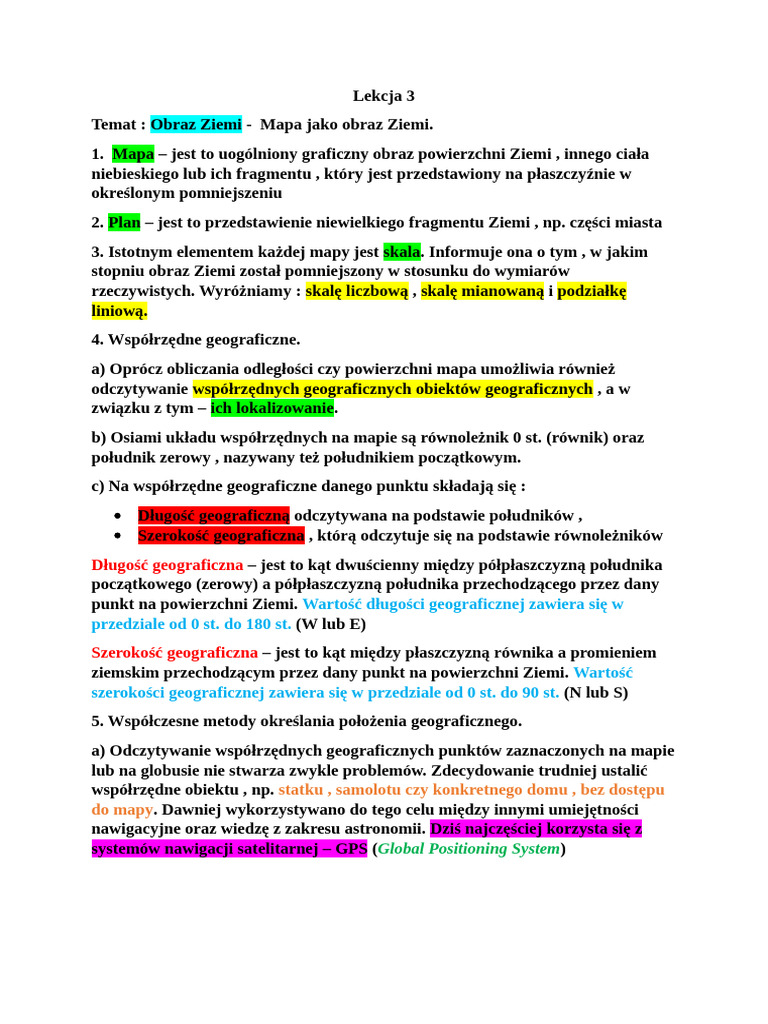 Temat - OBRAZ ZIEMI - Mapa Jako Obraz Ziemi | PDF