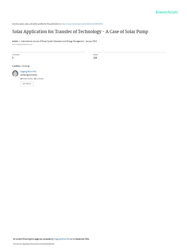 Solar Application For Transfer of Technology - A C | PDF ...