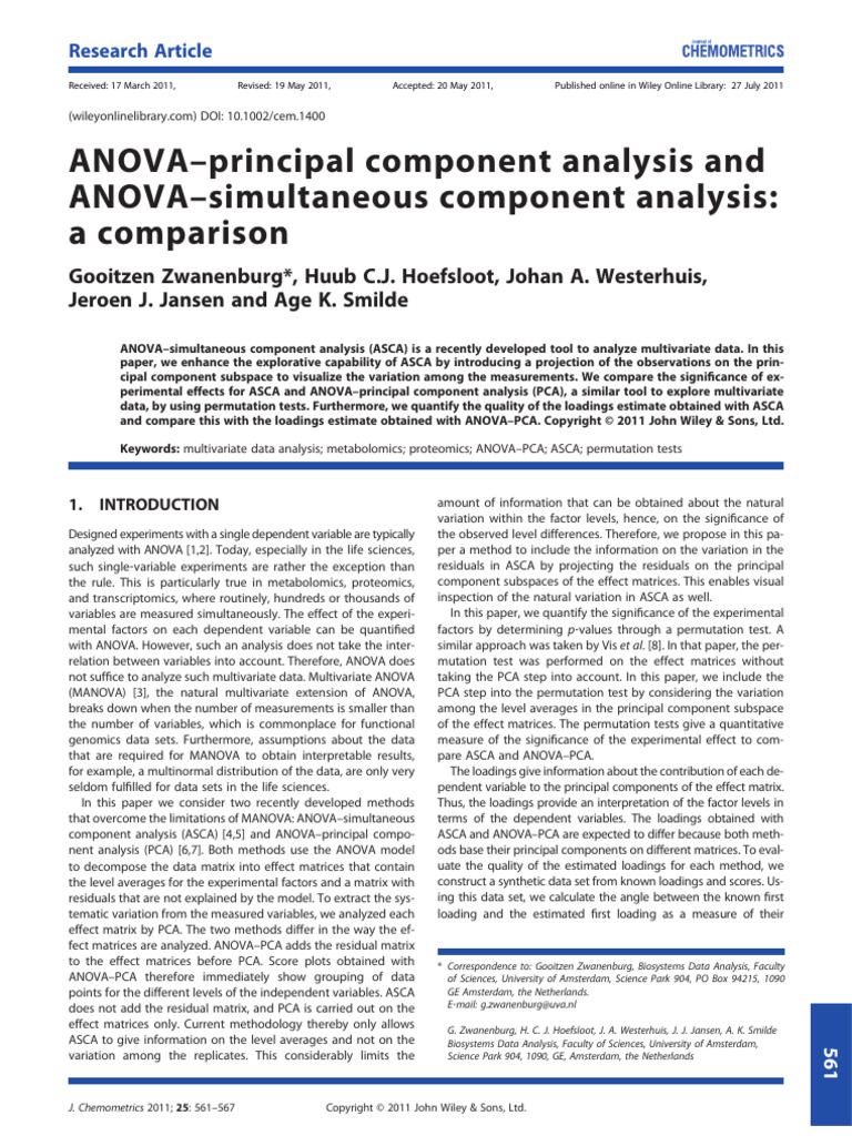 Anova Principal Component Analysis and Anova Simultaneous Component ...