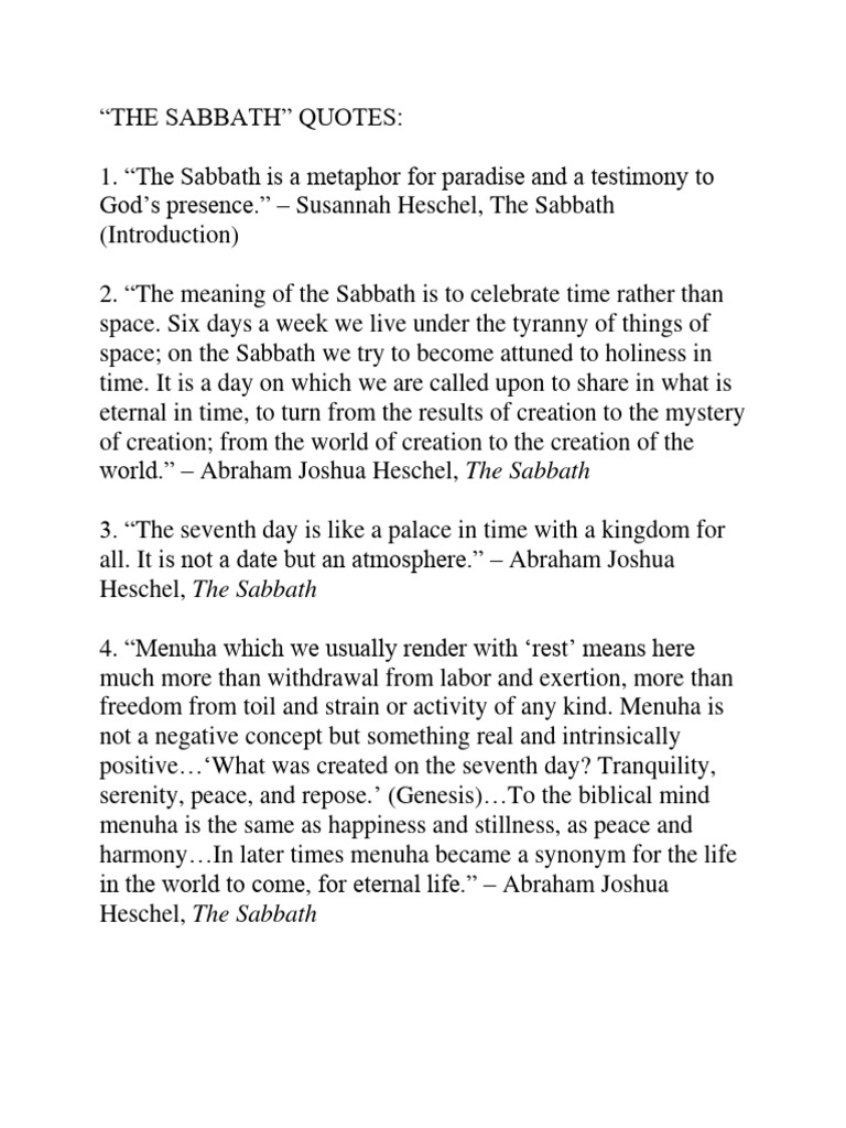 Profound Quotes on the Sabbath | PDF | Religious Belief And Doctrine ...