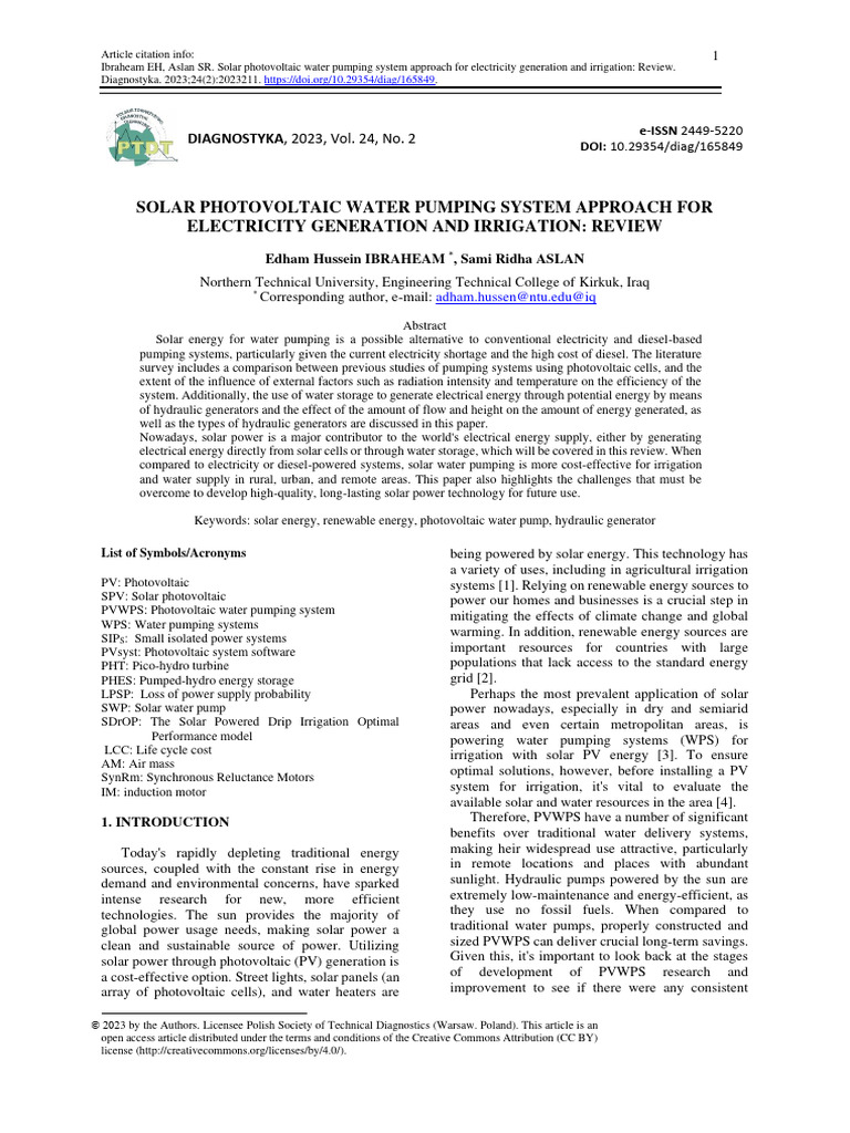 Solar Water Pumping Systems Review | PDF | Photovoltaics | Solar Power