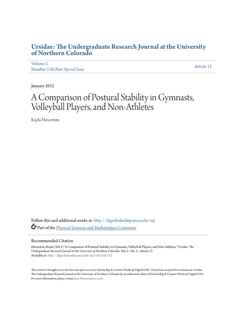 A Comparison of Postural Stability in Gymnasts Volleyball Players and ...