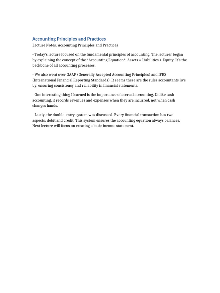 Accounting Principles and Practices | PDF