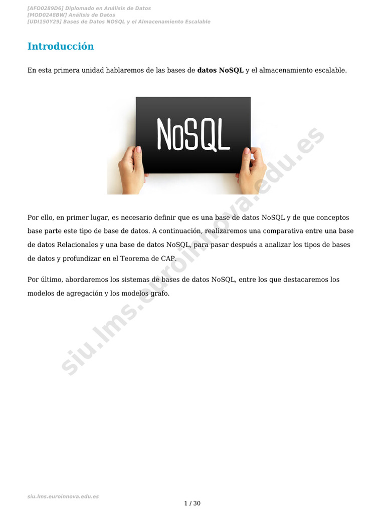 Bases de Datos NoSQL y Escalabilidad | PDF | No Sql | Bases de datos