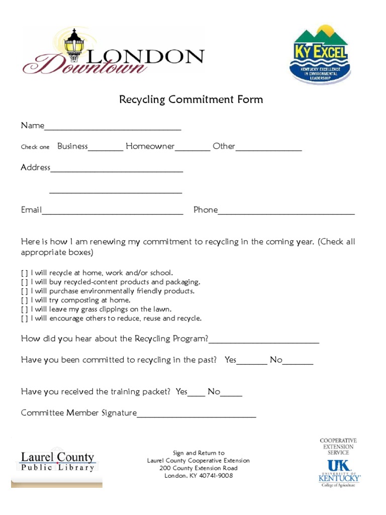 Recycling Commitment Form | PDF