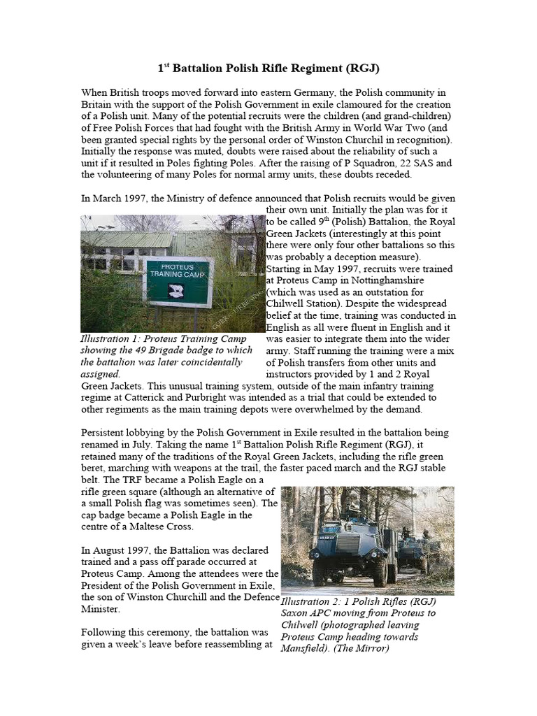 1st Battalion, Polish Rifle Regiment 24-12-11 | PDF | Battalion | Regiment