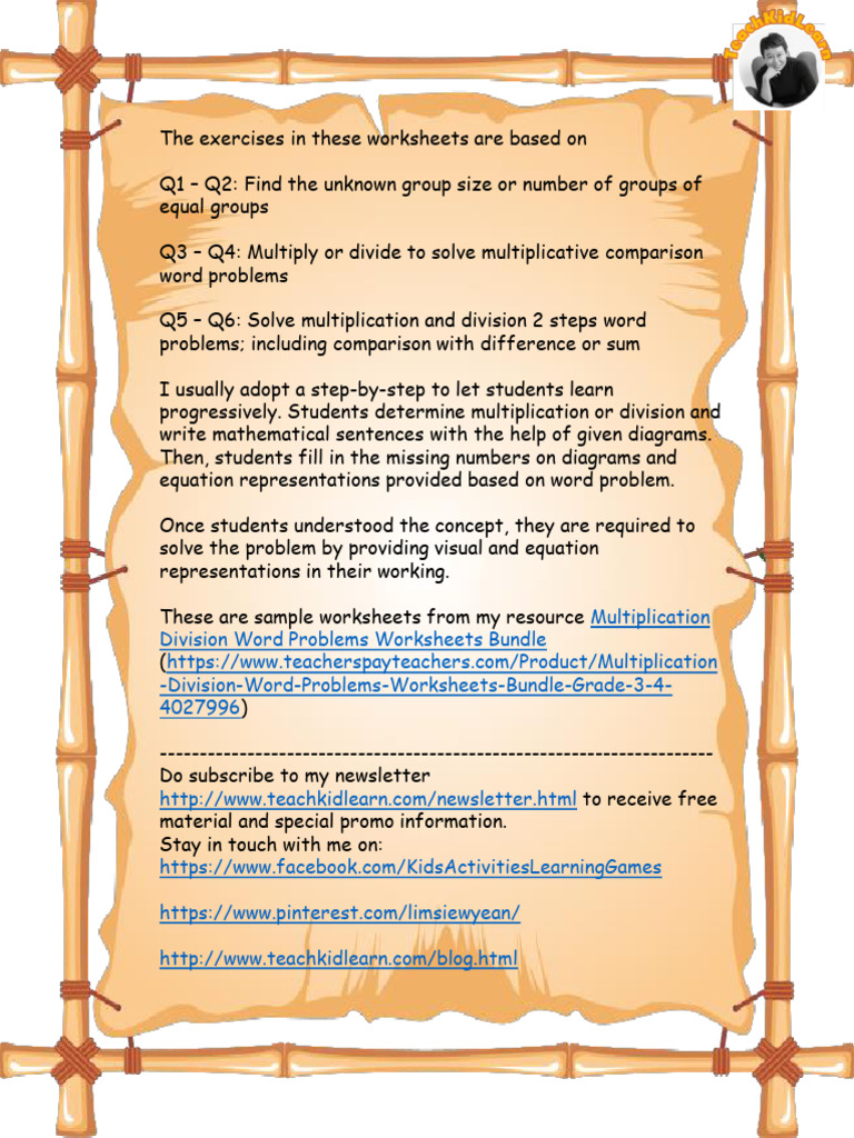 MultiplicationDivisionWordProblemsWorksheetsFreebiesGrade34 2 | PDF ...