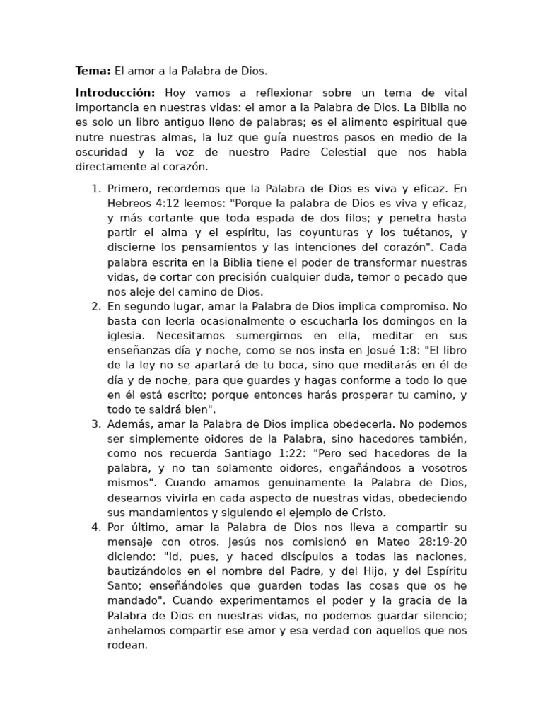 Amar La Palabra de Dios | PDF | Amor | Dios