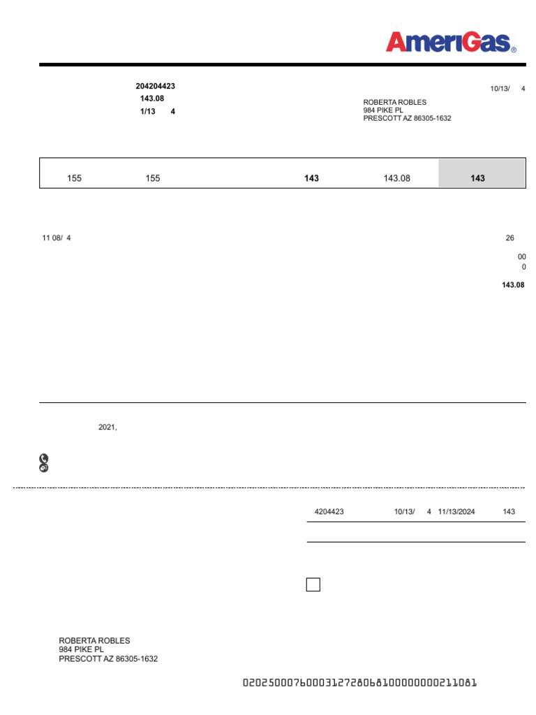 AmeriGas Invoice Summary - 10/2024 | PDF | Invoice