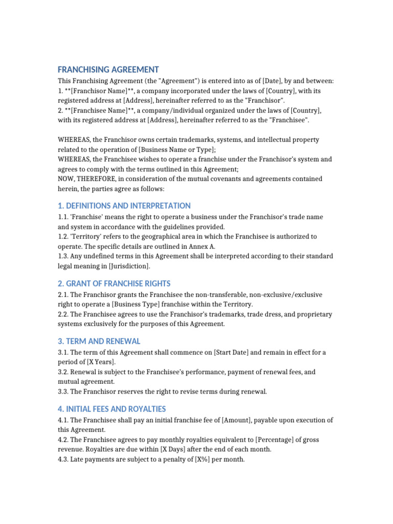 Detailed Franchising Contract | PDF | Franchising | Law And Economics