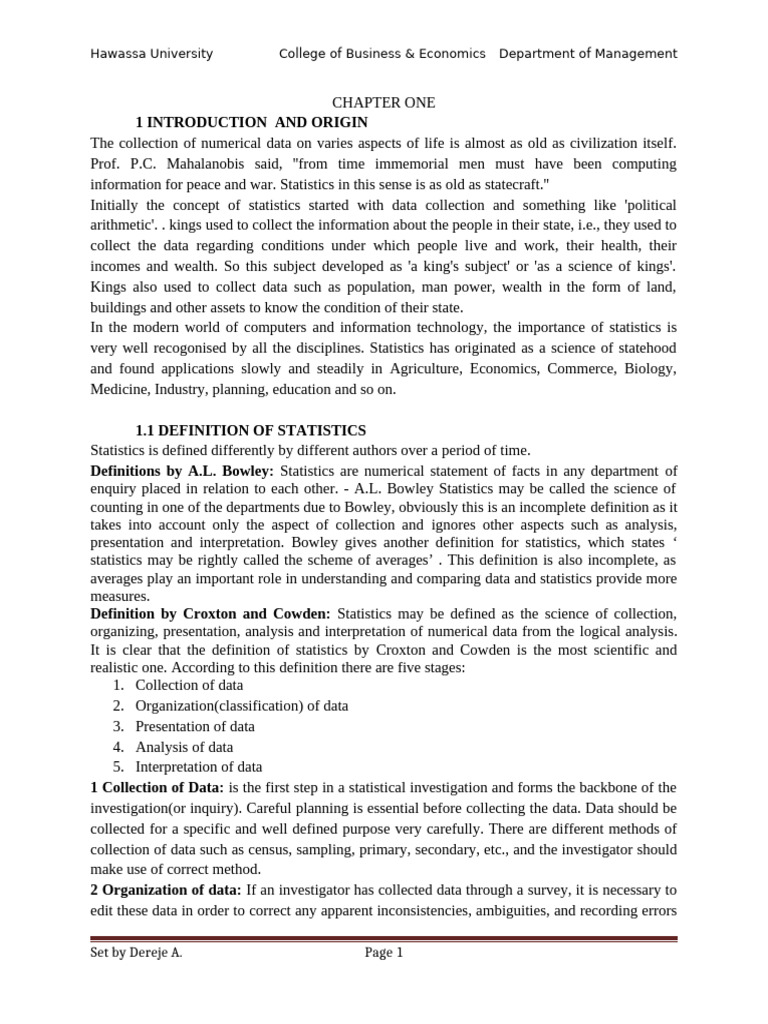Understanding Statistics: Definitions & Functions | PDF | Level Of ...