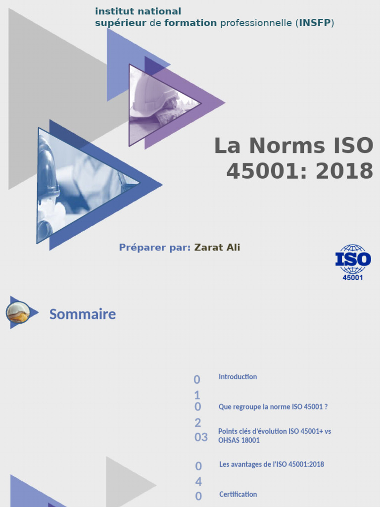 Présentation de la norme ISO 45001 | PDF | Sécurité | Santé et sécurité ...