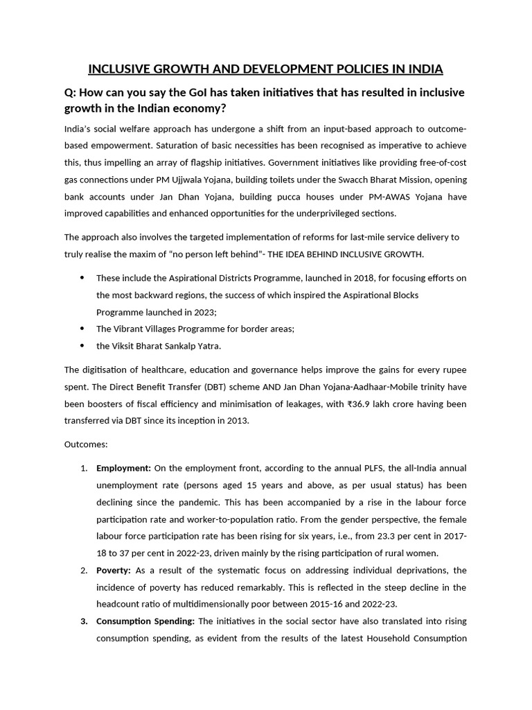 Inclusive Growth Policies in India | PDF | Poverty | Poverty & Homelessness