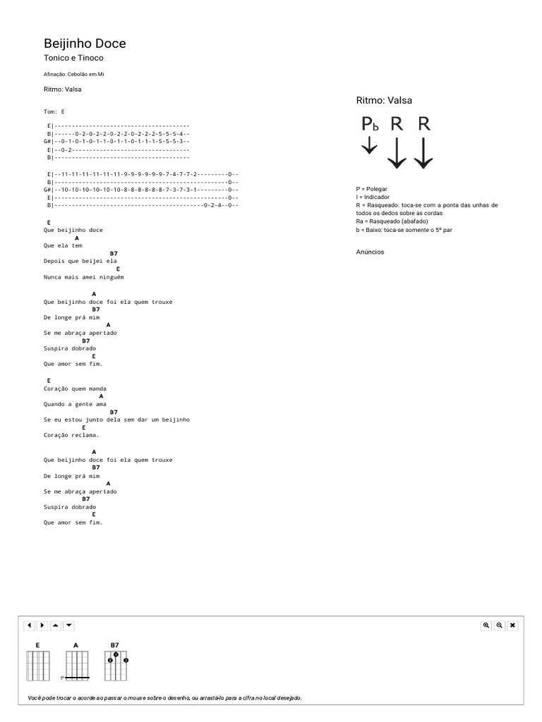 Beijinho Doce: Letra e Cifras | PDF