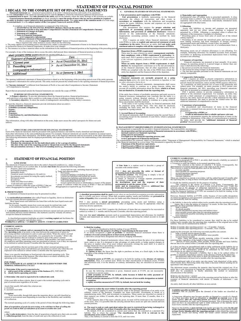Statement of Financial Position 1 | PDF | Equity (Finance) | Financial ...