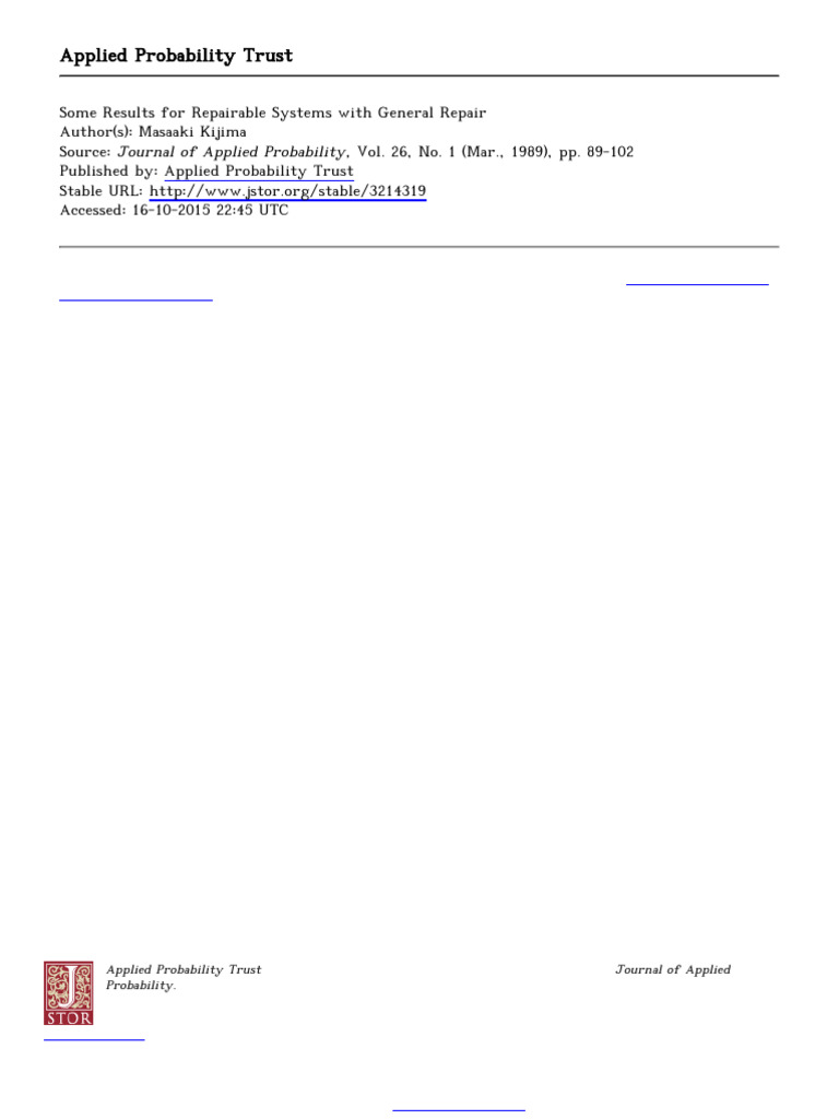 General Repair Models for Systems | PDF | Probability Theory | Probability