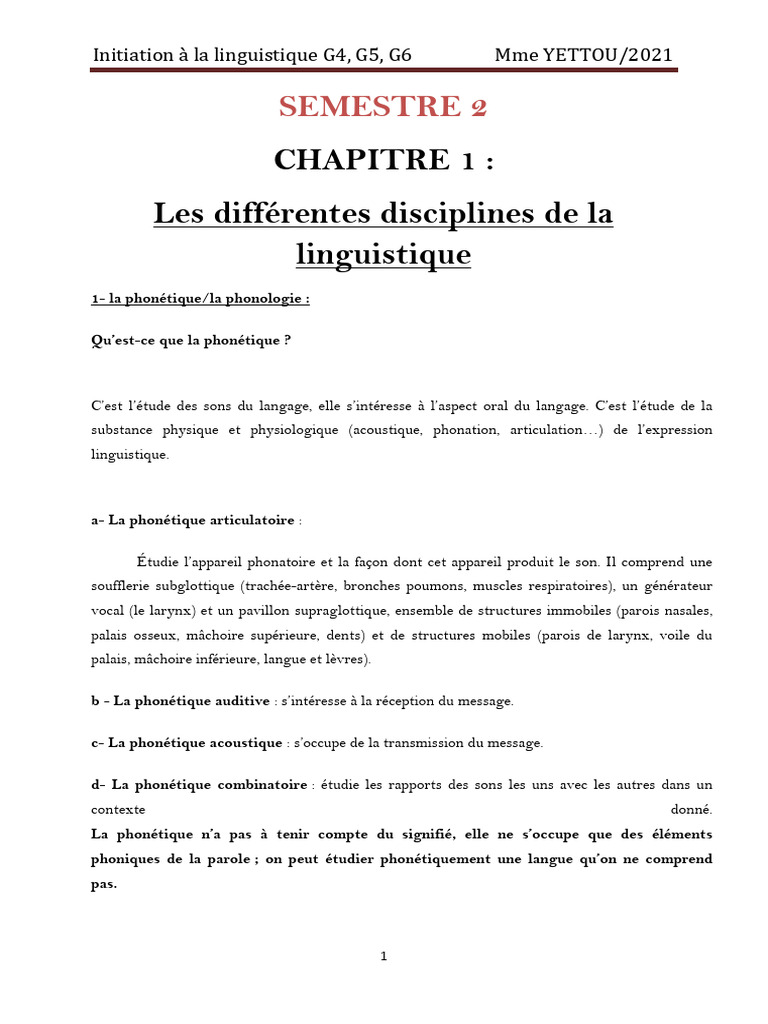 Introduction à la Linguistique: Phonétique, Phonologie et Syntaxe | PDF ...