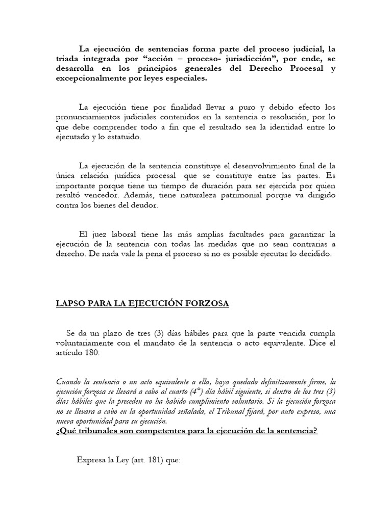 Ejecución de Sentencias Laborales | PDF | Sentencia (ley) | Apelación