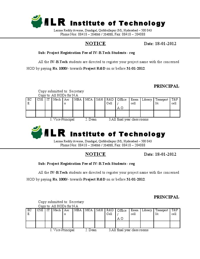 IV-B.Tech Project Fee Notice | PDF | Technology & Engineering
