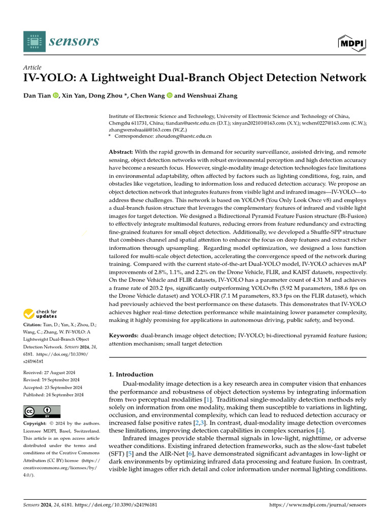 A Lightweight Dual-Branch Object Detection Network | PDF | Deep ...