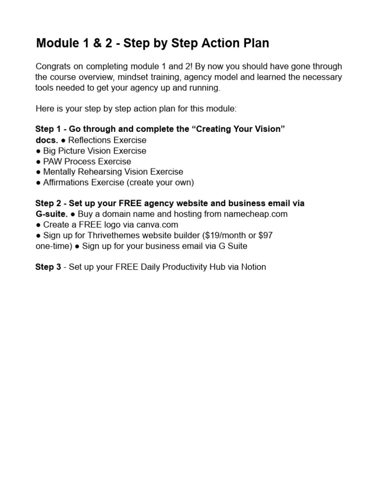 Module 1 2 Step By Step Action Plan Pdf