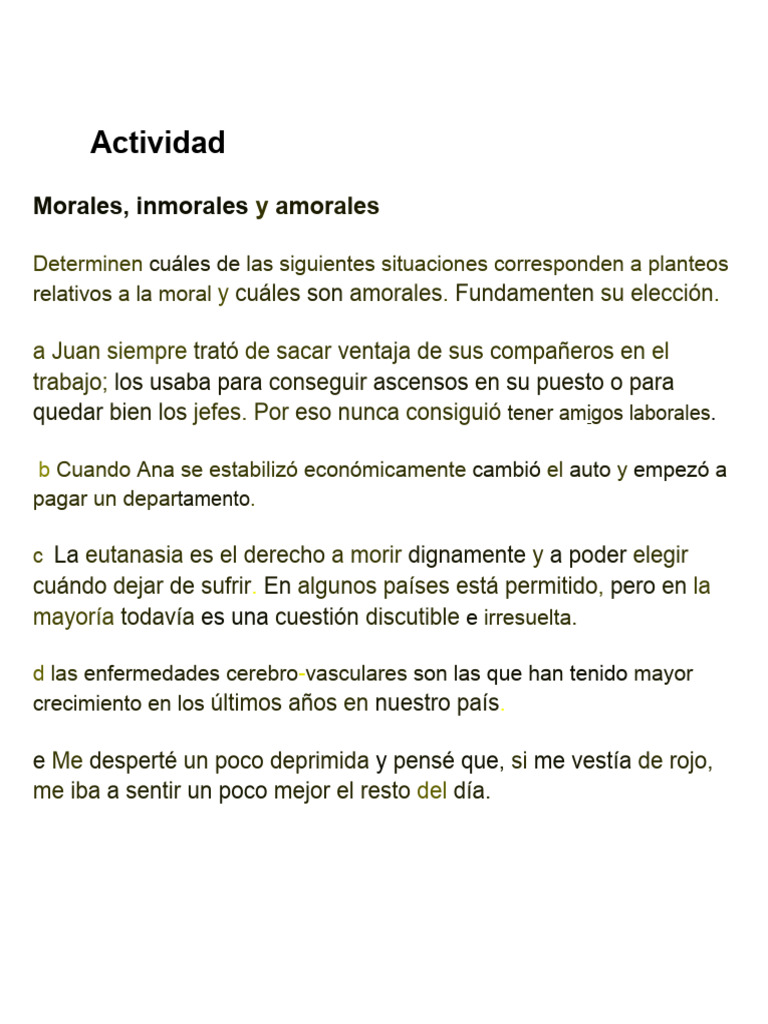 Moralidad en Situaciones Cotidianas | PDF