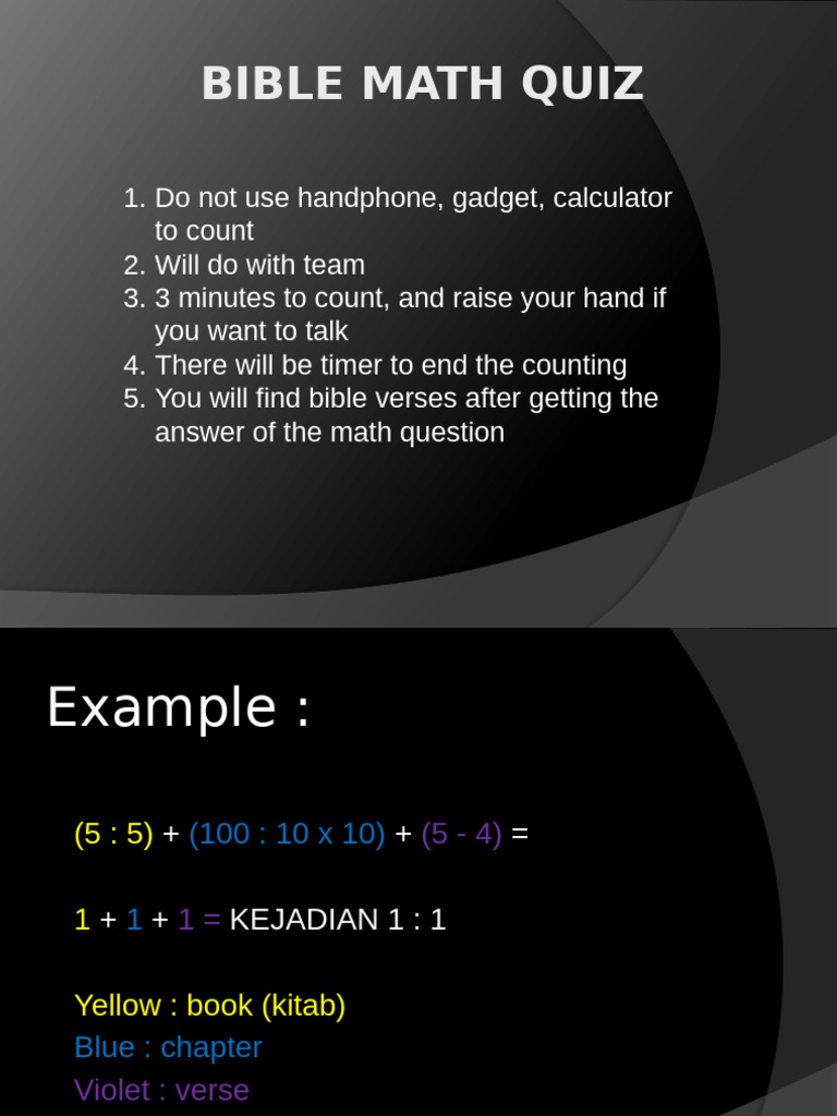 Bible Math Quiz Instructions | PDF