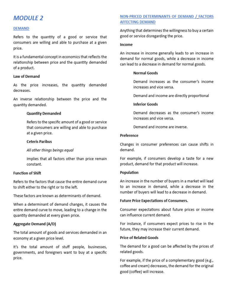 MODULE 2 | PDF | Demand | Supply (Economics)