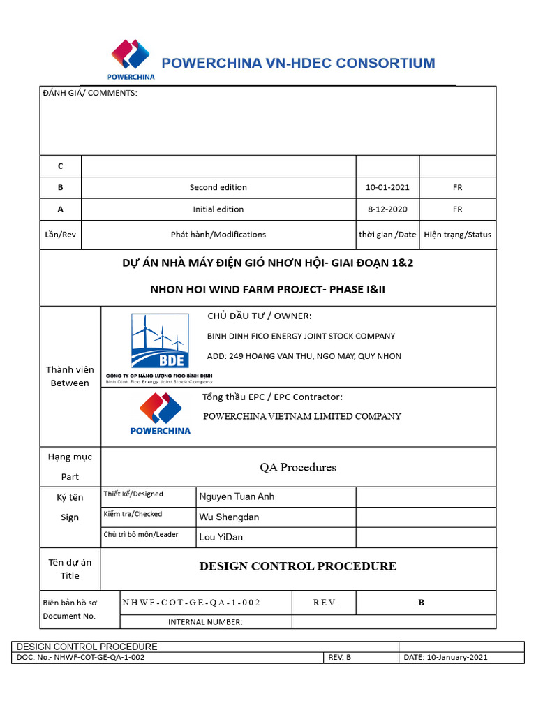 Nhơn Hội Wind Farm Design Control | PDF | Verification And Validation ...