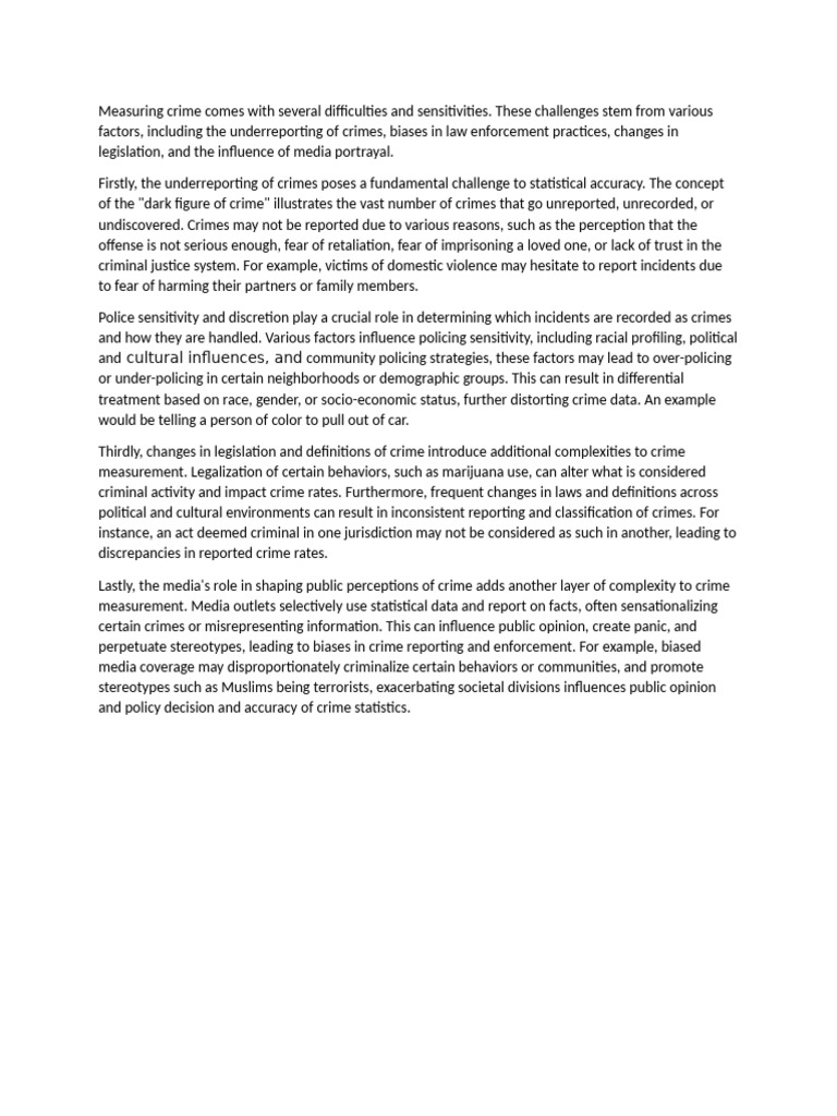 Measuring Crime Comes With Several Difficulties and Sensitivities | PDF ...