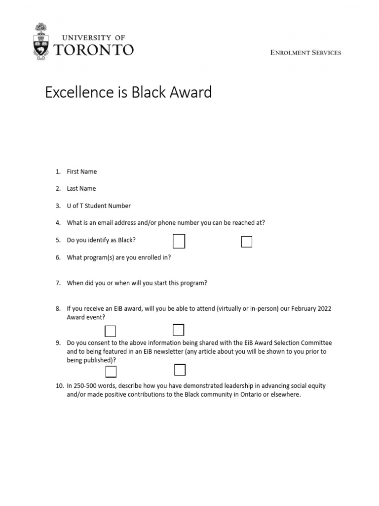 Excellence Is Black Form | PDF