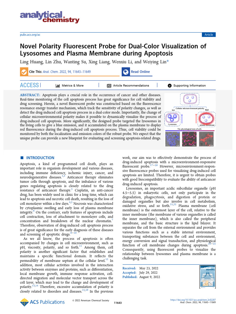 Huang Et Al 2022 Novel Polarity Fluorescent Probe For Dual Color ...