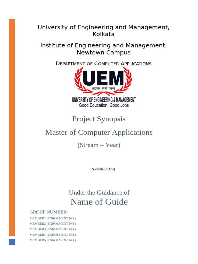 MCA Final Year Project Synopsis Template | PDF | Home Automation ...