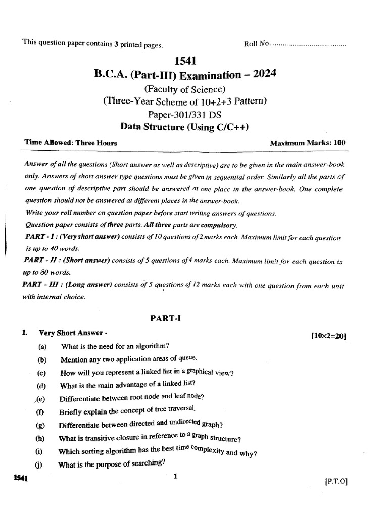 Bca Part 3 Data Structure Using c Cpp 1541 2024 (2) | PDF