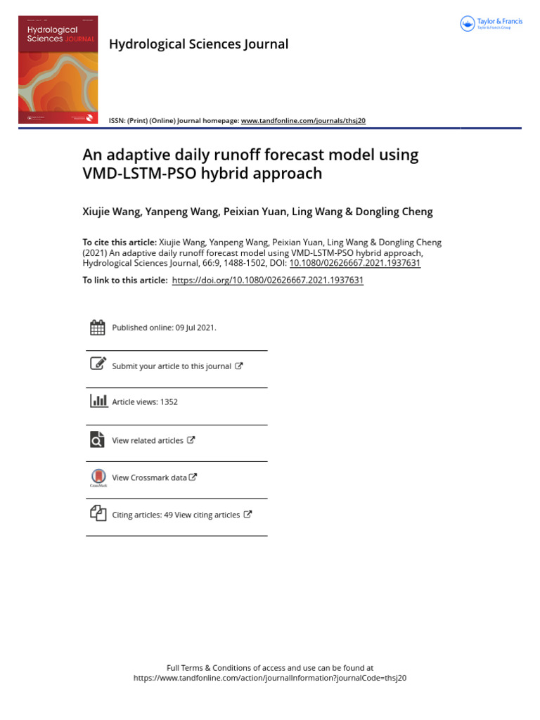 An Adaptive Daily Runoff Forecast Model Using VMD-LSTM-PSO Hybrid ...