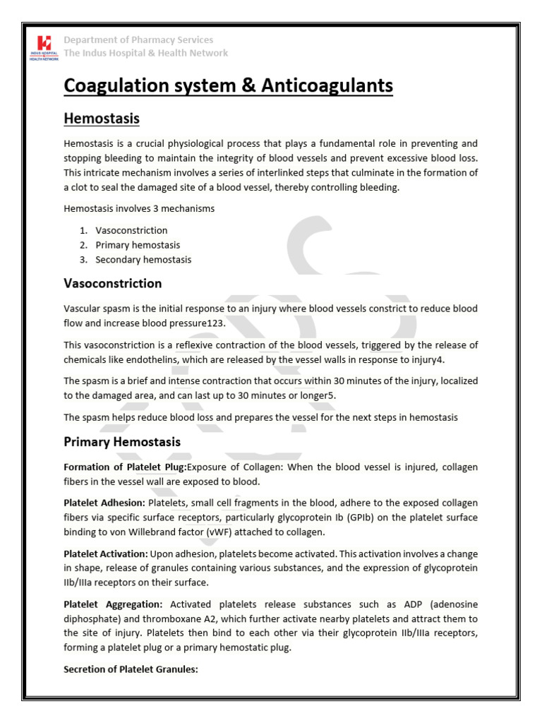 Coagulation and Anticoagulants Overview | PDF | Coagulation | Ischemia