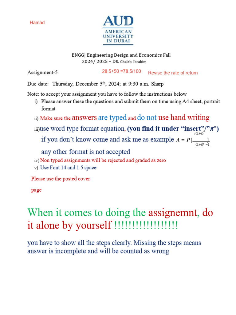 Engineering Design Assignment Guidelines | PDF