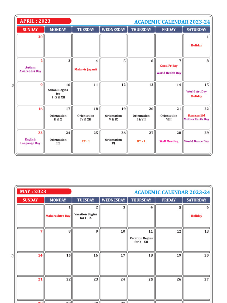 Academic Calendar 2023 24 | PDF