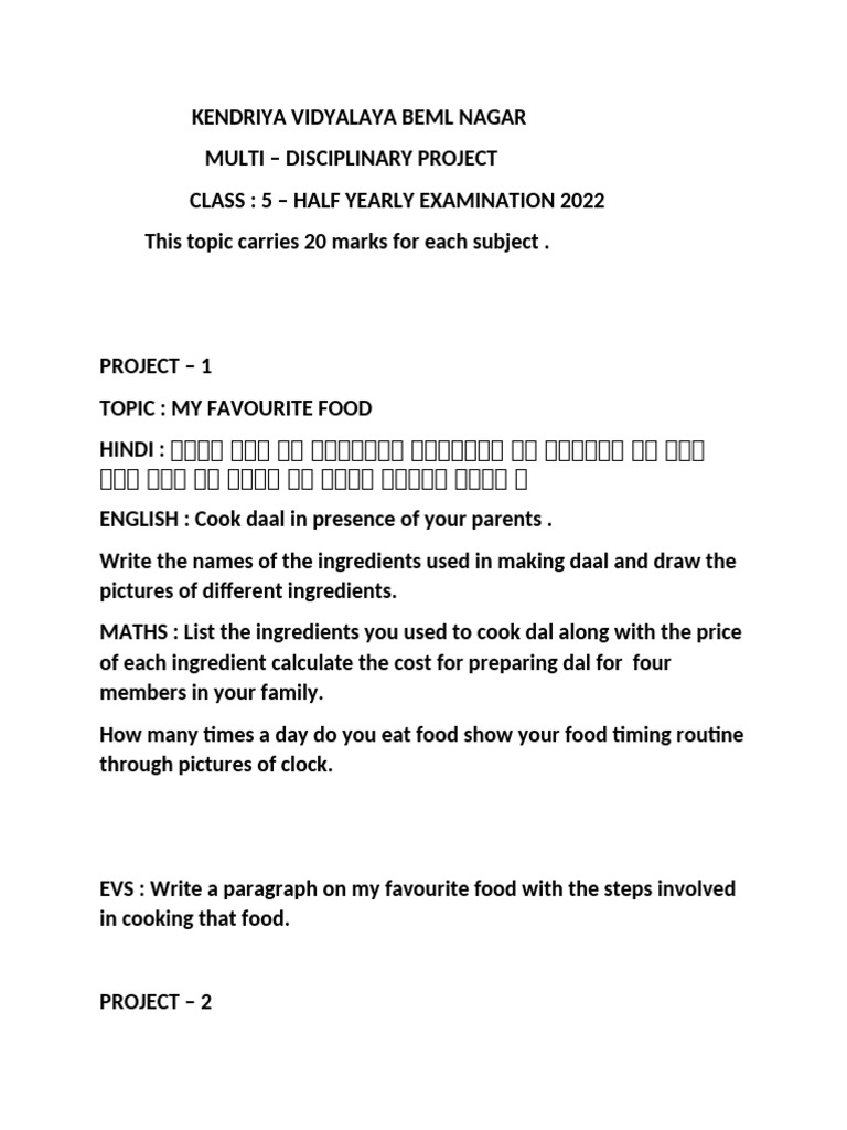 Class 5 Multidisciplinary Project Guide | PDF