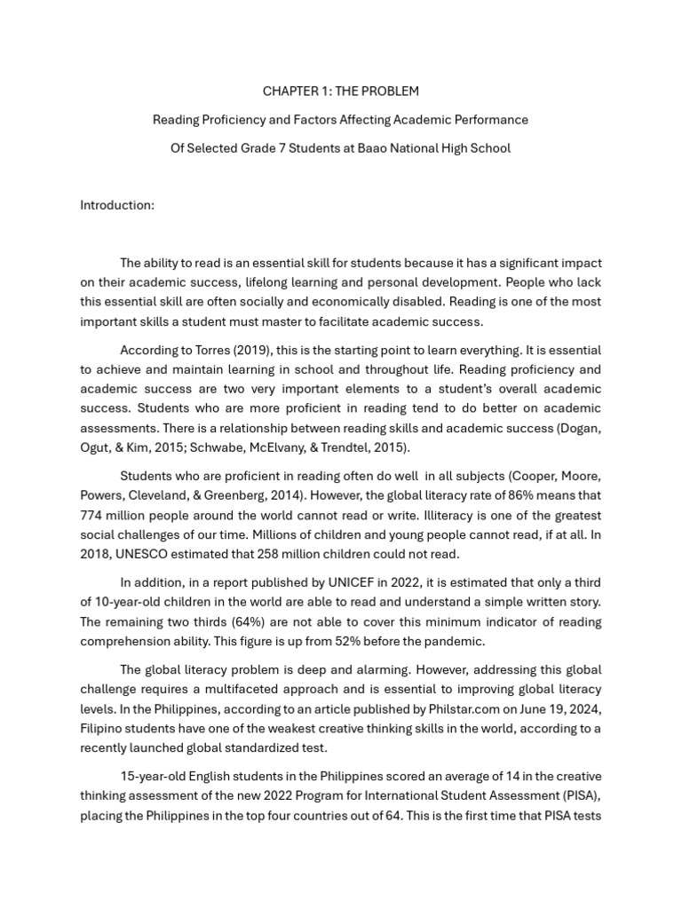 Reading Proficiency Impact on Grade 7 Students | PDF | Literacy ...