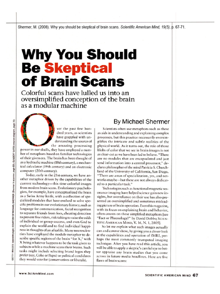 Skepticism of Brain Scans Explained | PDF
